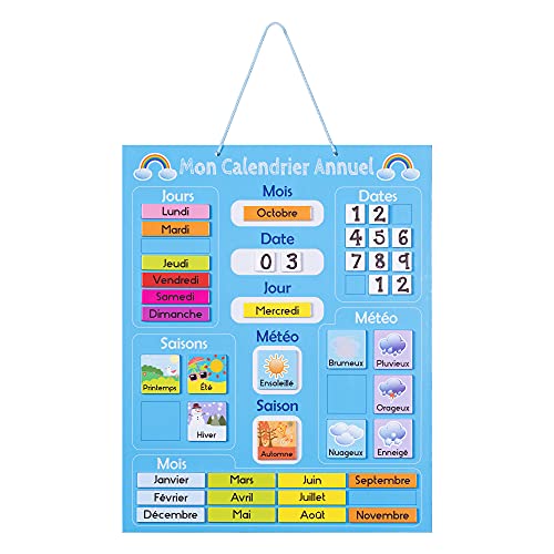 Navaris Kalender Tafel für Kinder - Lerntafel Jahreszeiten Uhr - Magnet Spiel Lernuhr - Kinderkalender Jahreskalender magnetisch blau - französisch Navaris Kalender Tafel für Kinder - Lerntafel Jahreszeiten Uhr - Magnet Spiel Lernuhr - Kinderkalender Jahreskalender magnetisch blau - französisch von Navaris