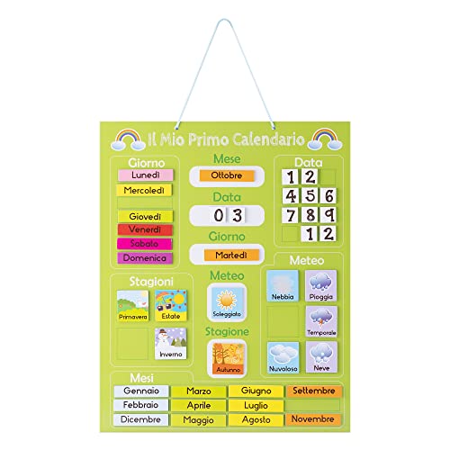 Navaris Kalender Tafel für Kinder - Lerntafel Jahreszeiten Uhr - Magnet Spiel Lernuhr - Kinderkalender Jahreskalender - magnetisch grün - italienisch Navaris Kalender Tafel für Kinder - Lerntafel Jahreszeiten Uhr - Magnet Spiel Lernuhr - Kinderkalender Jahreskalender - magnetisch grün - italienisch von Navaris