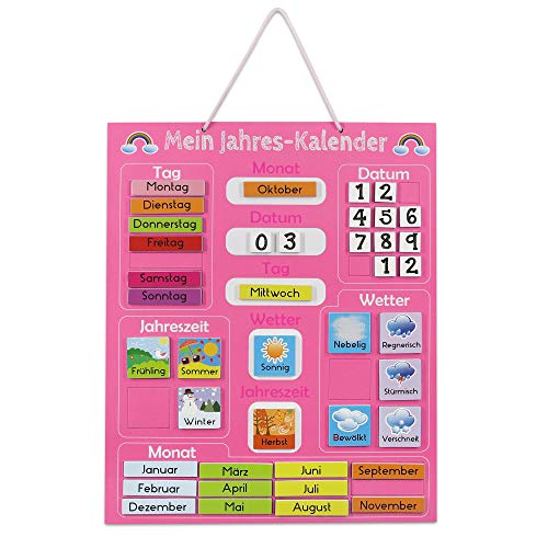 Navaris Kalender Tafel für Kinder - Lerntafel Jahreszeiten Uhr - Magnet Spiel Lernuhr - Kinderkalender Jahreskalender - magnetisch - rosa - deutsch Navaris Kalender Tafel für Kinder - Lerntafel Jahreszeiten Uhr - Magnet Spiel Lernuhr - Kinderkalender Jahreskalender - magnetisch - rosa - deutsch von Navaris