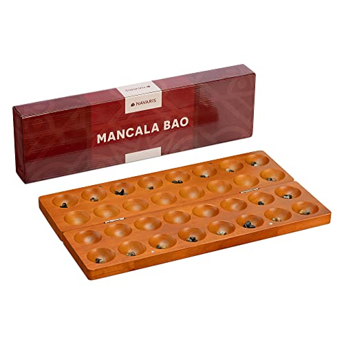 Navaris Mancala Spiel Bao Steinchenspiel aus Holz - Bohnenspiel Strategiespiel Edelsteinspiel - Hus Spiel mit Steinchen - ab 6 Jahren - klappbares Kalaha Brettspiel Navaris Mancala Spiel Bao Steinchenspiel aus Holz - Bohnenspiel Strategiespiel Edelsteinspiel - Hus Spiel mit Steinchen - ab 6 Jahren - klappbares Kalaha Brettspiel von Navaris