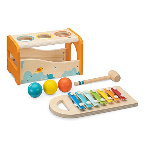 Navaris Xylophon Hammerspiel Holz ab 18 Monate - Kinder Spielzeug - Klopfbank und Instrument - Holzspielzeug Klangspiel Musikspielzeug - Unisex von Navaris