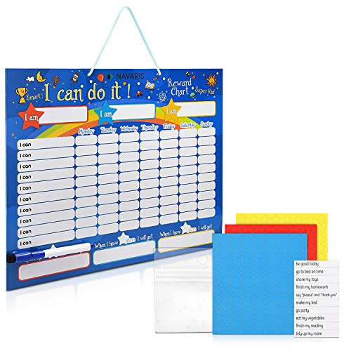 Navaris abwischbare Belohnungstafel magnetisch 40x32cm - Kinder Aufgaben Tafel - Magnettafel inkl. 250 Sternchen - Sterne Aufgabenplan - Englisch Navaris abwischbare Belohnungstafel magnetisch 40x32cm - Kinder Aufgaben Tafel - Magnettafel inkl. 250 Sternchen - Sterne Aufgabenplan - Englisch von Navaris