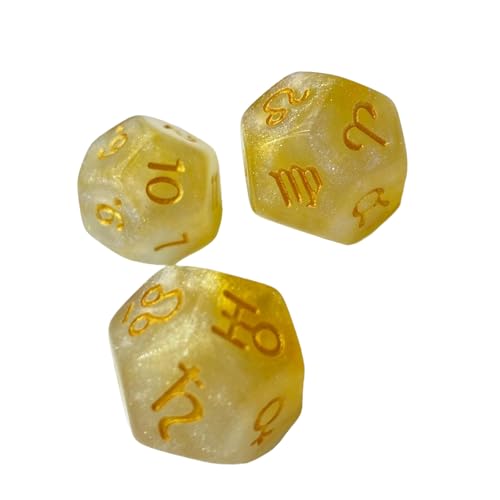3er-Pack bunte Harzwürfel mit Glitzer-Finish für mystische Rollenspiele und Anleitungswürfel zur Astrologie-Anleitung von Navna