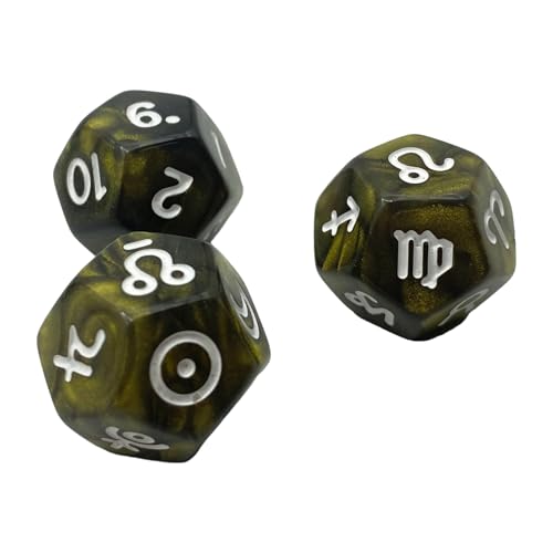 3er-Pack bunte Harzwürfel mit Glitzer-Finish für mystische Rollenspiele und Anleitungswürfel zur Astrologie-Anleitung von Navna