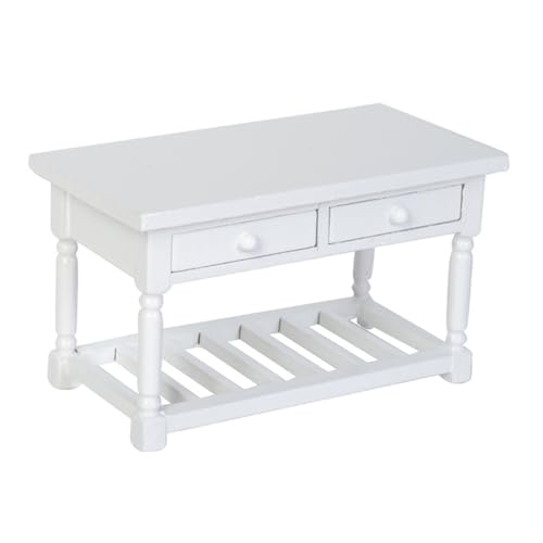 Detaillierter 1/12 Puppenhaus-Möbel, Holztisch mit funktionaler Aufbewahrungsschublade für Miniatur-Esszimmer, Puppenhäuser, Esszimmer-Zubehör von Navna