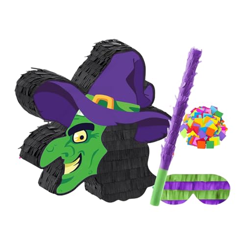 Handgefertigte Halloween-Piñatas in Hexenform, Süßigkeiten-Schlag, Aktivitätspapier, Party-Dekoration für Kinder, Veranstaltung, Innen- und Außenbereich, Halloween-Piñata-Dekoration von Navna