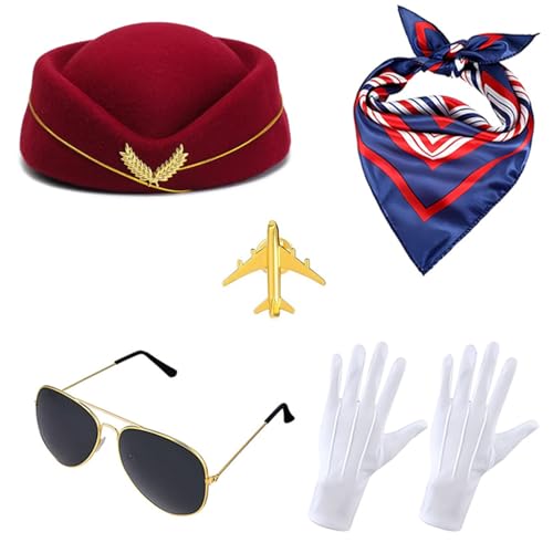 Navna Airline Captain Kostüm Make Up Set Stewardesses Make Up Hut Bequeme Stoffuniform für Themenveranstaltungen Navna Airline Captain Kostüm Make Up Set Stewardesses Make Up Hut Bequeme Stoffuniform für Themenveranstaltungen von Navna