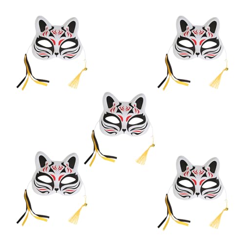 Navna Dämonentöter Füchse Maske Handbemalte Japanische Maske Halbgesichtsmaske Festival Kabukis Kitsune Maske Cosplay Japanische Kabukis Kitsune Füchse Maske Kostüm Kinder Erwachsene von Navna