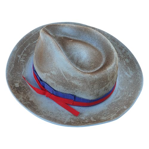 Navna Distressed Hut für Damen und Herren mit gewebtem Gürtel, Panamahut, flache Krempe, Cosplay-Kostüm, Erwachsenen-Mottoparty-Zubehör, Party von Navna