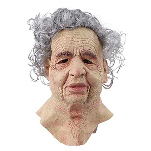 Navna Realistische Glatzenmaske für alten Mann, Latex, Vollgesichtshelm, Halshelm, für Maskerade, Halloween, Party, Kostüm, Cosplay, Requisiten, Opa Maske von Navna