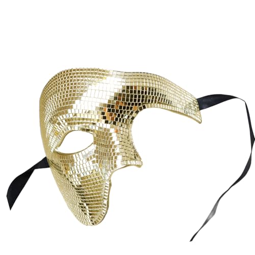 Navna Verstellbare Disco verspiegelte Halbgesichtsverkleidungen Zubehör für Cosplay, Event, Halloween, Feier und Bühnenkostüme, auffällige Party von Navna
