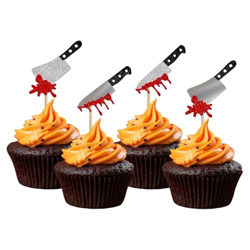 Navorise Halloween-Cupcake-Aufsätze, Silber und Glitzer, Horror-Blutmesser, Lebensmittel-Picker, für Geburtstagskuchen, Dekorationen für Halloween, Geburtstagsparty, 24 Stück Navorise Halloween-Cupcake-Aufsätze, Silber und Glitzer, Horror-Blutmesser, Lebensmittel-Picker, für Geburtstagskuchen, Dekorationen für Halloween, Geburtstagsparty, 24 Stück von Navorise