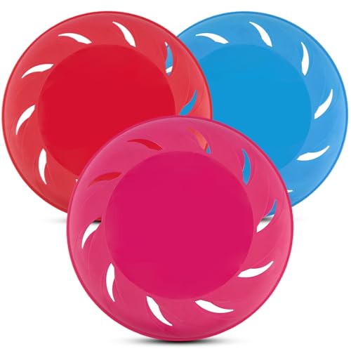 3 Stück Flying Discs – 21,5 cm lustige fliegende Untertassen für Kinder und Erwachsene, blau, rosa und rot, geriffelter Griff für einfaches Fangen, Strand, Garten und Park, Spiel für Familie und 3 Stück Flying Discs – 21,5 cm lustige fliegende Untertassen für Kinder und Erwachsene, blau, rosa und rot, geriffelter Griff für einfaches Fangen, Strand, Garten und Park, Spiel für Familie und von Navoys
