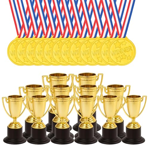 Navoys 24-teiliges Trophäen- & Medaillen-Preis-Set - 12 Kunststoff-Gold-Trophäen und 12 Gewinnermedaillen für Wettbewerbe, Sport, Partys, Sporttag, Schule, Anerkennung & Leistung Navoys 24-teiliges Trophäen- & Medaillen-Preis-Set - 12 Kunststoff-Gold-Trophäen und 12 Gewinnermedaillen für Wettbewerbe, Sport, Partys, Sporttag, Schule, Anerkennung & Leistung von Navoys