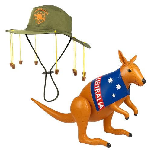 Navoys Australischer Korkhut & aufblasbares Känguru – Kostüm-Set, Outback-Stil, Kostümzubehör, Safari-Entdecker, Aussie-Themen-Events Navoys Australischer Korkhut & aufblasbares Känguru – Kostüm-Set, Outback-Stil, Kostümzubehör, Safari-Entdecker, Aussie-Themen-Events von Navoys