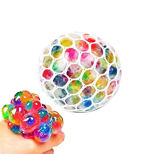 Wasserperle Squeeze Ball - Mehrfarbige Wasserperlen für sensorische Stimulation, Stressball, Squishy Fidget Spielzeug, Angstlinderung, 6 cm, ideal für Autismus, ASD, ADHS, SPD, spezielle Bedürfnisse, von Navoys