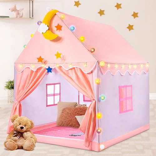 Kinder-Spielzelt: Zelt für Kleinkinder Mädchen mit Matte/Sternenlichtern, Zelt für Kinder Indoor-Spielhaus, Prinzessinenzelt für Mädchen Spielzeuggeschenke für 3 4 5 6 7 Jahre alte Mädchen Kinder-Spielzelt: Zelt für Kleinkinder Mädchen mit Matte/Sternenlichtern, Zelt für Kinder Indoor-Spielhaus, Prinzessinenzelt für Mädchen Spielzeuggeschenke für 3 4 5 6 7 Jahre alte Mädchen von Naxudcoo