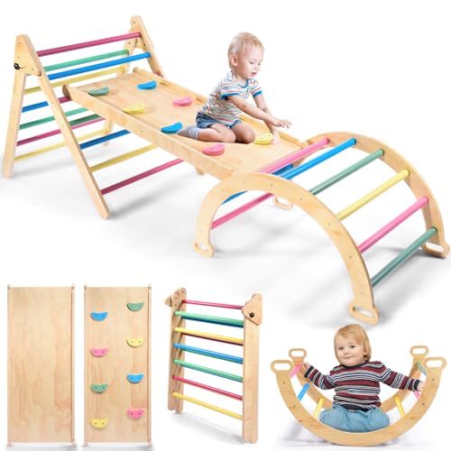 Naxudcoo Klettergerüst für Kleinkinder: Regenbogen Klettergerüsts aus Holz für Kleinkinder, Pikler-Dreieck-Set, faltbares Klettergerüst für den Innenbereich für Kleinkinders von 1 bis 3 Jahren Naxudcoo Klettergerüst für Kleinkinder: Regenbogen Klettergerüsts aus Holz für Kleinkinder, Pikler-Dreieck-Set, faltbares Klettergerüst für den Innenbereich für Kleinkinders von 1 bis 3 Jahren von Naxudcoo