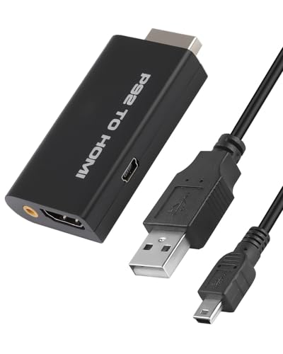 PS2-auf-HDMI-Adapter mit 3,5-mm-Audioausgang und 50 cm HDMI-Kabel, Konverter kompatibel mit HDTV, Monitor und Projektor, unterstützt 480i/480p/576i für Playstation 2-Konsolen PS2-auf-HDMI-Adapter mit 3,5-mm-Audioausgang und 50 cm HDMI-Kabel, Konverter kompatibel mit HDTV, Monitor und Projektor, unterstützt 480i/480p/576i für Playstation 2-Konsolen von Nazaz