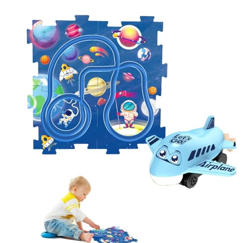 Nbbwwu Puzzle -Track -Autospiel -Set, Puzzle -Rennstrecken -Auto -Set - Car Track Play,Bahnfahrzeuggebäudespiel, Fahrzeug und Jigsaw Board Bildungsspielzeug für Kinder im Alter von 3 Jahren von Nbbwwu