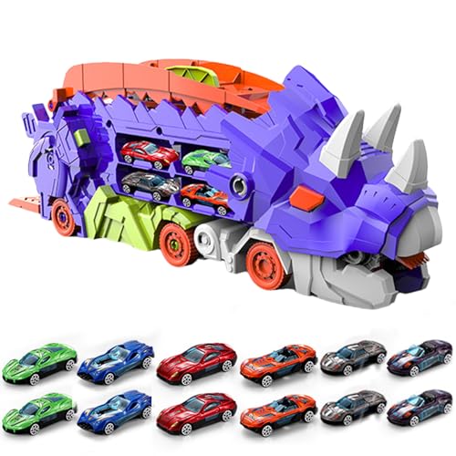Nbbwwu Tragbarer Dinosaurier-Truck, Dinosaurier-Truck mit klappbarem Schieber,Dinosaurier-LKW-Spielzeug für Kinder - Transport-Dinosaurier-Truck mit faltbarer, verschiebbarer Rennbahn, verwandelt sich Nbbwwu Tragbarer Dinosaurier-Truck, Dinosaurier-Truck mit klappbarem Schieber,Dinosaurier-LKW-Spielzeug für Kinder - Transport-Dinosaurier-Truck mit faltbarer, verschiebbarer Rennbahn, verwandelt sich von Nbbwwu