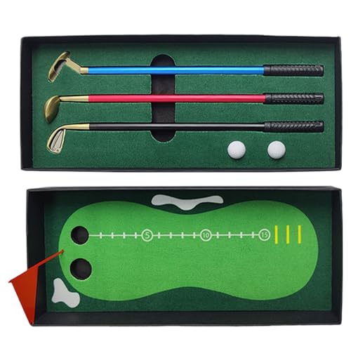 Golfschläger Stifte Set, Golfball Kugelschreiber, Golf Tischspiele, Golfset inklusive Putting Green, Flagge, 3 Golfschläger Stifte und 2 Kollegen Bälle Golfschläger Stifte Set, Golfball Kugelschreiber, Golf Tischspiele, Golfset inklusive Putting Green, Flagge, 3 Golfschläger Stifte und 2 Kollegen Bälle von Nbhuiakl