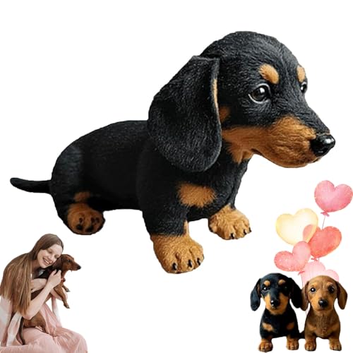 Nbzsmlkn Dachy 2.0 KI-betriebener Plüschhund, Dachy 2.0 – Emotionale Heilung Auf Abruf, Dachy 2.0 Hund Für Emotionale Unterstützung, Dackel-Plüschsofa-Ornamente Und -Dekorationen (Schwarz) von Nbzsmlkn