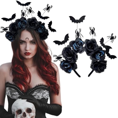 Ncozwo Halloween Fledermäuse Spinnen Rose Heiligenschein Blumen Krone Stirnband Gothic Rose Fledermaus Haarreifen Tag der Toten Haarband Floral Kopfstück Renaissance Haarschmuck für Dämon Hexer Ncozwo Halloween Fledermäuse Spinnen Rose Heiligenschein Blumen Krone Stirnband Gothic Rose Fledermaus Haarreifen Tag der Toten Haarband Floral Kopfstück Renaissance Haarschmuck für Dämon Hexer von Ncozwo