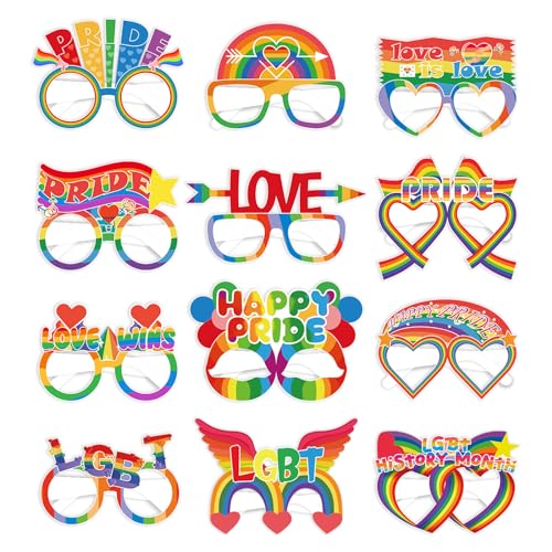 Regenbogen-Brillen mit Papierrahmen, Aufschrift "Love is Love", LGBT, Pride, Monat, Party, Papier, Fotokabine, Requisiten, Regenbogen-Brillen, Zubehör für Schwule, Lesben, Bisexuell, Stolz, Regenbogen-Brillen mit Papierrahmen, Aufschrift "Love is Love", LGBT, Pride, Monat, Party, Papier, Fotokabine, Requisiten, Regenbogen-Brillen, Zubehör für Schwule, Lesben, Bisexuell, Stolz, von Ncozwo