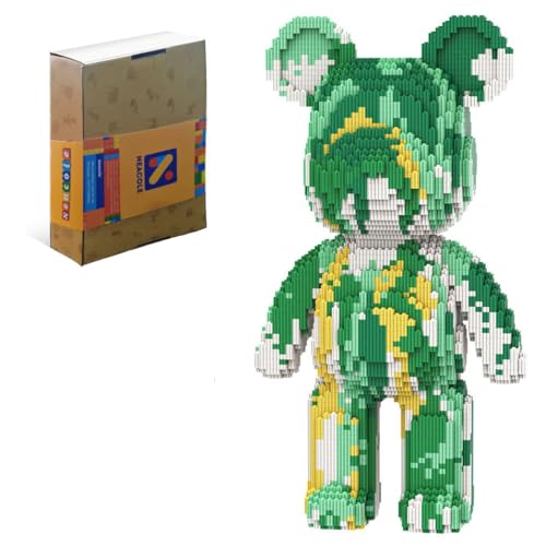 Neacole Bärenbausteine (7220 Stück), 43/46 cm, Bär Bausteine, Mikro-3D-Tierbausteine für Erwachsene und Kinder, Heim- und Bürodekoration, Geburtstags- und Valentinstagsgeschenke (Grüner flüssiger Bär) von Neacole