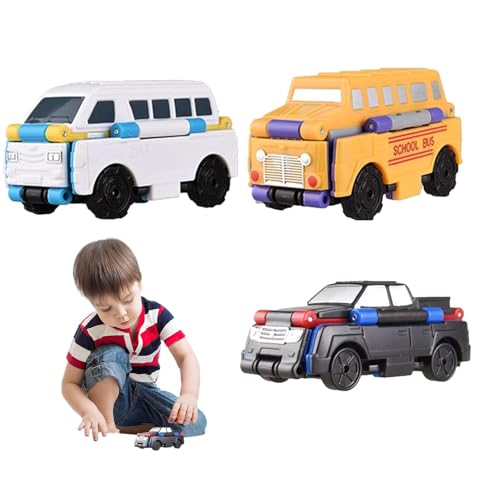 Neamou Verwandelndes Spielzeug, Spielzeugautos für Kleinkinder - 3 Stück Kinderspielzeugauto Verformungsauto - Spielzeugautos verwandeln Sich in verwandelnde Autos, reibungsbetriebenes Lernspielzeug von Neamou