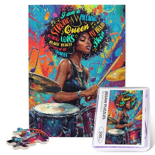 Afrikanisches amerikanisches Puzzle für Erwachsene, 500 Teile, Rockmusik, schwarze Frau, Musik, abstraktes Puzzle, schwarze Königin, Musikspiel, Holzspiel, für Familie, Freunde, Aktivitäten Afrikanisches amerikanisches Puzzle für Erwachsene, 500 Teile, Rockmusik, schwarze Frau, Musik, abstraktes Puzzle, schwarze Königin, Musikspiel, Holzspiel, für Familie, Freunde, Aktivitäten von Nebrpio