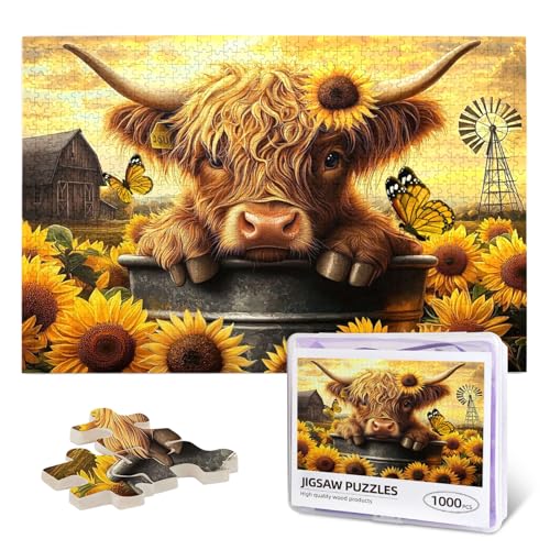 Highland Cow Puzzle 1000 Teile Sonnenblume Tier Puzzles für Erwachsene Niedliche Kuh Blume Puzzles Lustige Kuh Malerei Holzpuzzles Geburtstagsgeschenke für Erwachsene Highland Cow Puzzle 1000 Teile Sonnenblume Tier Puzzles für Erwachsene Niedliche Kuh Blume Puzzles Lustige Kuh Malerei Holzpuzzles Geburtstagsgeschenke für Erwachsene von Nebrpio