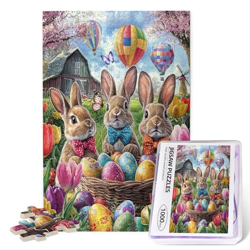 Osterpuzzle mit niedlichen Osterhasen und bunten Eiern, Puzzle für Erwachsene, 1000 Teile, natürliche Frühlingspflanzen, Holzpuzzles, Kunst, Familienspiel für anspruchsvolle Familienaktivitäten Osterpuzzle mit niedlichen Osterhasen und bunten Eiern, Puzzle für Erwachsene, 1000 Teile, natürliche Frühlingspflanzen, Holzpuzzles, Kunst, Familienspiel für anspruchsvolle Familienaktivitäten von Nebrpio