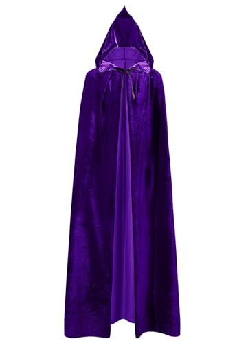 NebulaGlam Halloween Umhang mit Kapuze, Teufel Kostüm Hexenkostüm Vampir Umhang Erwachsene Halloween Kostüm Damen und Herren (Lila) von NebulaGlam