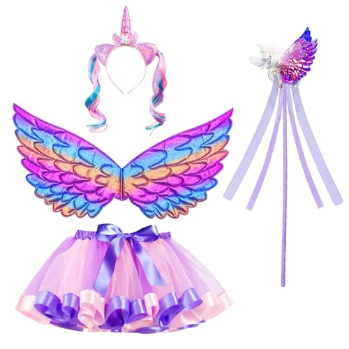 NebulaGlam Mädchen Einhorn Prinzessin Kleid, 4 Stück Lila Tutu Rock Mädchen mit Einhorn Stirnband Flügel Zauberstab, Einhorn Kostüm Mädchen für Halloween Weihnachten Karneval Geburtstag Party NebulaGlam Mädchen Einhorn Prinzessin Kleid, 4 Stück Lila Tutu Rock Mädchen mit Einhorn Stirnband Flügel Zauberstab, Einhorn Kostüm Mädchen für Halloween Weihnachten Karneval Geburtstag Party von NebulaGlam