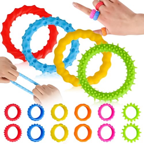 4 Stück Fidegt Toys Sensorischen Armbänder, 12 Stück Zappelspielzeuge für Kinder, Fidget Ringe Sensorisches, Spielzeug für Kinder mit Autismus Anxiety Stressringe für Leiser Anti Stress Fidget Ring 4 Stück Fidegt Toys Sensorischen Armbänder, 12 Stück Zappelspielzeuge für Kinder, Fidget Ringe Sensorisches, Spielzeug für Kinder mit Autismus Anxiety Stressringe für Leiser Anti Stress Fidget Ring von Necdeol