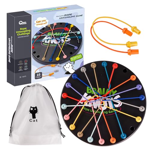 Brainy Knots Rope Challenge Puzzle Knobelspiel, Brainy Knots Rope Untangling Tisch Strategie Brettspiel, Twisted Games Buntes Gedrehtes Seil Puzzlespiel, Logik Puzzle Brettspiel für Jungen und Mädchen von Necdeol