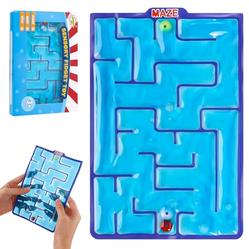 Sensorik Labyrinth Spielzeug - Gel Gefüllte Sensorische Schläuche, Fidget Spielzeug, Squishy Sensory Tubes, Squeezable Fidget Spiel für ADHS und Autismus von Necdeol