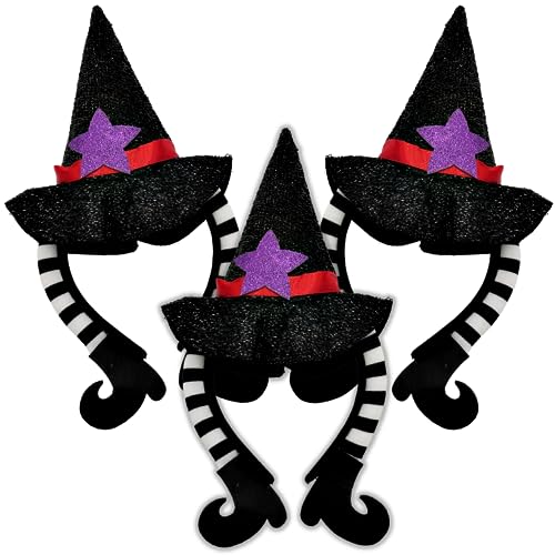 Needzo Halloween Stirnband, Hexenhut mit Beinen Kopfbedeckung, Kostüm Party und Cosplay Zubehör, Einheitsgröße (3 Stück) von Needzo