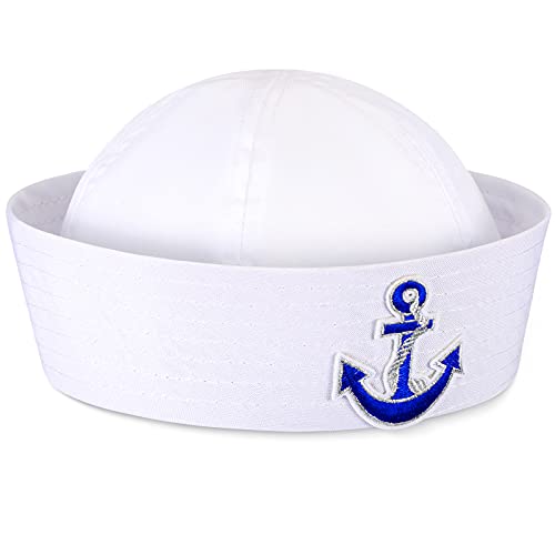 Matrosen Hut Weiß Yacht Boot Kapitän Hut Nautische Hüte Matrosen Mütze für Männer Frauen Halloween Kostüm Zubehör (Stilvoller Stil) von Neer