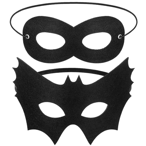 Neer 2 Stück Halloween Fledermaus Augenmasken Maskerade Maske Schwarze Gotik Vampir Fledermaus Accessoires Herren Damen Kostüm Masken für Halloween Karneval Cosplay Party (Held) von Neer