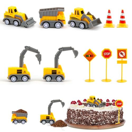 Baustellenfahrzeuge Kinder, 10 Stück Bagger Tortendeko, Mini Bagger Kuchendeko Spielzeug mit Verkehrsschildern, Baufahrzeuge für Geburtstag Junge Mädchen 2 3 4 5 Jahre Baustellenfahrzeuge Kinder, 10 Stück Bagger Tortendeko, Mini Bagger Kuchendeko Spielzeug mit Verkehrsschildern, Baufahrzeuge für Geburtstag Junge Mädchen 2 3 4 5 Jahre von Neerow