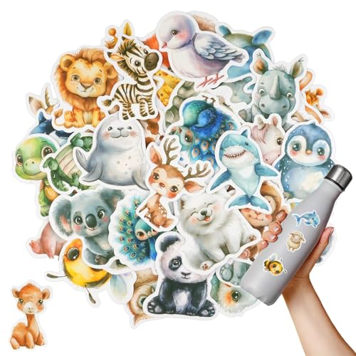 Neerow Sticker Tiere, 50 Stück Wasserfeste Aufkleber Tiere, Niedlicher Cartoon Vinyl Aufkleber Kinder für DIY Deko Laptop Skateboard Scrapbook Trinkflasche Tagebuch Tassen Moped Fahrrad Koffer Neerow Sticker Tiere, 50 Stück Wasserfeste Aufkleber Tiere, Niedlicher Cartoon Vinyl Aufkleber Kinder für DIY Deko Laptop Skateboard Scrapbook Trinkflasche Tagebuch Tassen Moped Fahrrad Koffer von Neerow