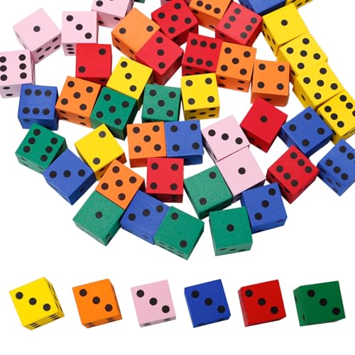 Neikafan 48 Stück Schaumstoffwürfel 2 cm Flüsterwürfel klein würfel Schaumstoff Farbwürfel für Kindergarten,Vorschule,Klassenzimmer,Mathespiele,Mehrfarbig von Neikafan