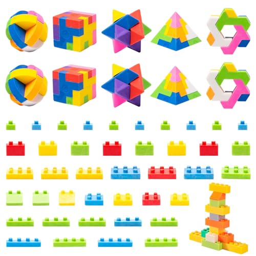Neikafan Set Radiergummi Kinder Würfelpuzzle Eraser 3D Puzzle Radiergummi Würfelform Mitgebsel für Tombola Preise, Give Aways Kindergeburtstag oder Gastgeschenke Kindergeburtstag von Neikafan