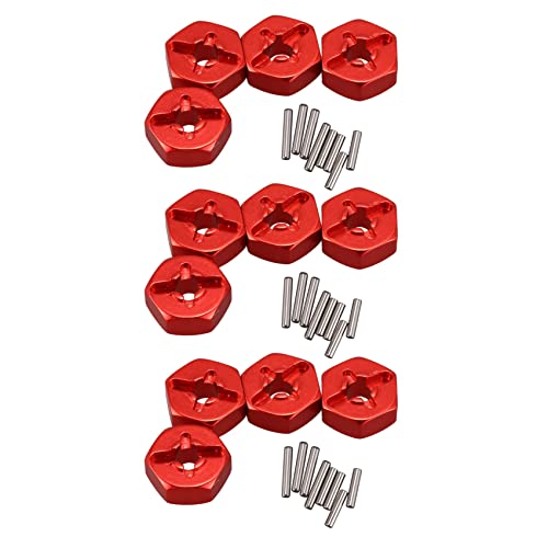 Nemeae 12Stücke 12 Mm Kombinierer Rad Naben Sechskant Adapter Aus Aluminium Legierung für 144001 1/14 RC Auto Teile, Rot von Nemeae