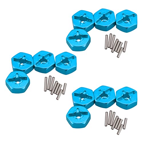 Nemeae 3X 12 mm Kombinierer Rad Naben Sechskant Adapter Aus Aluminium Legierung für 144001 1/14 RC Auto Teile, Blau von Nemeae