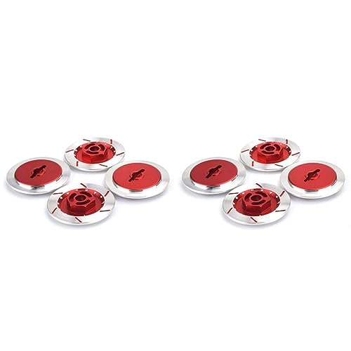 Nemeae 8 Stuecke Aluminium Legierung Bremse Scheibe Felge Box Metall Hex Adapter 12 MM für RC 1/10 Auto Fly Fish 94123 94122 D4, Rot von Nemeae