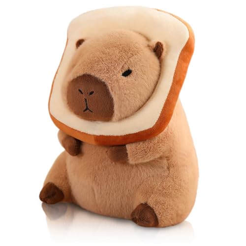 Nemeae Süßes Capybara-Plüschkissen mit Brot, Kawaii-Weiches Capybara-Plüschpuppenkissen, Capybara-Kuscheltiere, Spielzeug von Nemeae